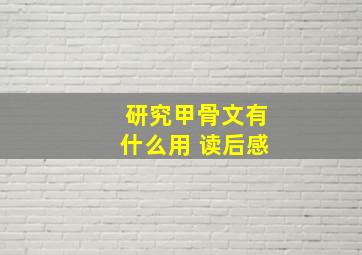 研究甲骨文有什么用 读后感